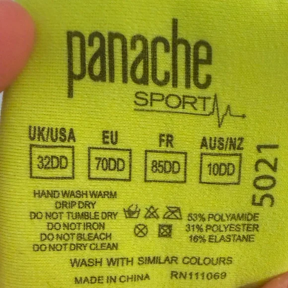 Panache Black and Lime Green Sports Bra with Animal Print - Picture 4 of 4